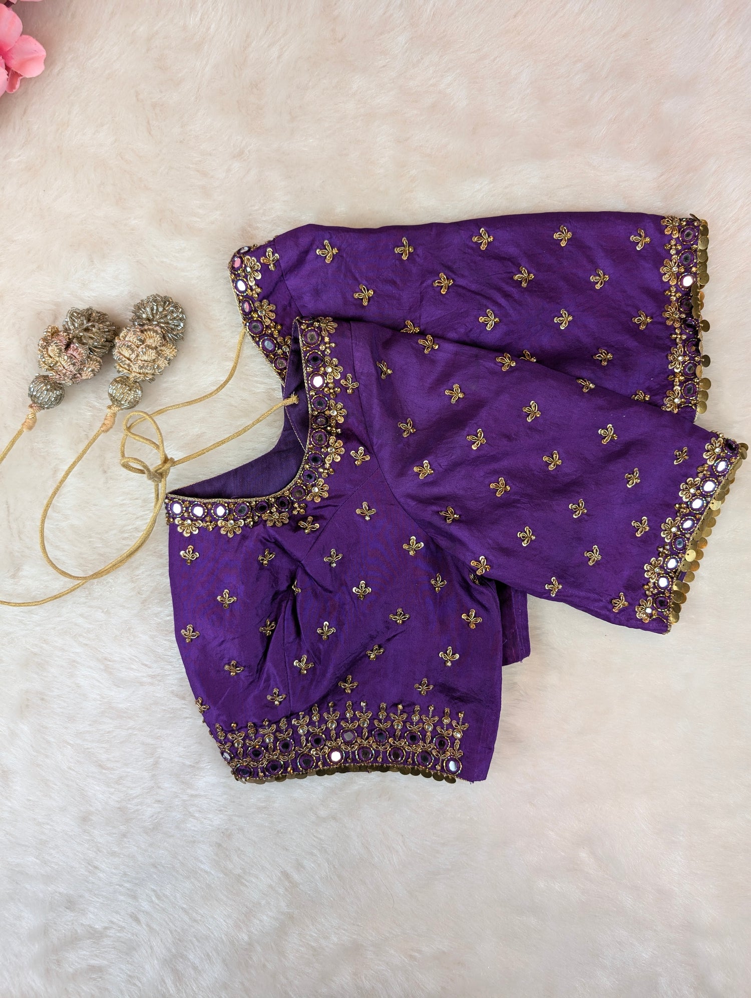Royal Purple Mirror-Work Blouse
