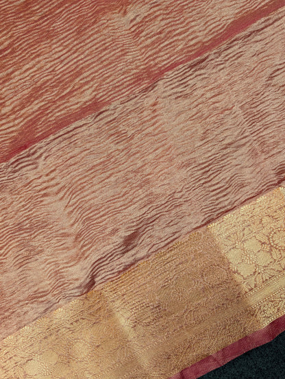 Rose Pink Tissue Saree with Stitched Blouse