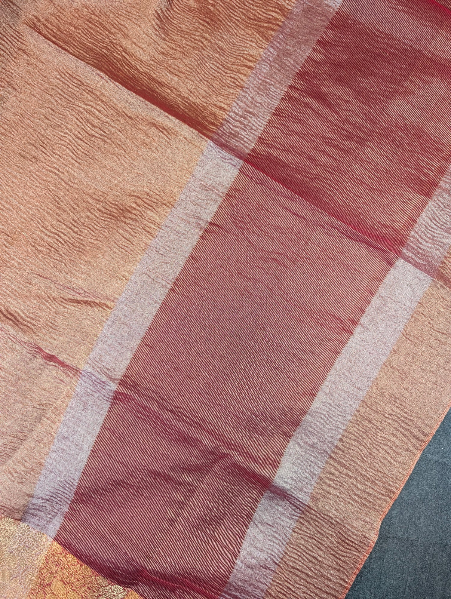 Rose Pink Tissue Saree with Stitched Blouse
