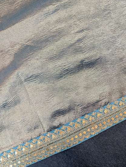 Pure Tissue Silk Saree with a Stitched Blouse - Sky Blue