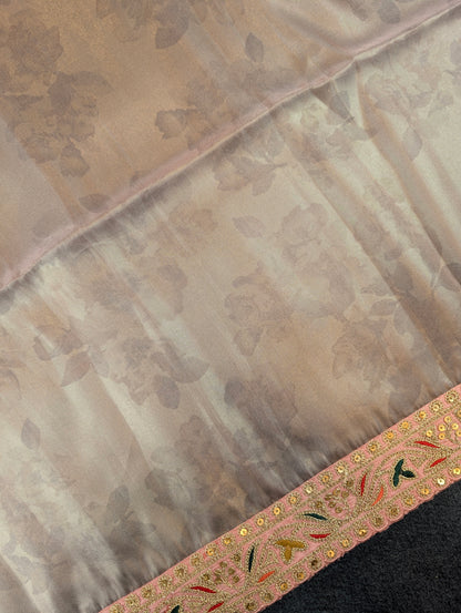 Pure Tissue Silk Saree with a Stitched Blouse - Peach