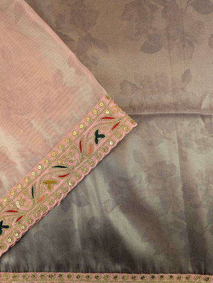 Pure Tissue Silk Saree with a Stitched Blouse - Peach