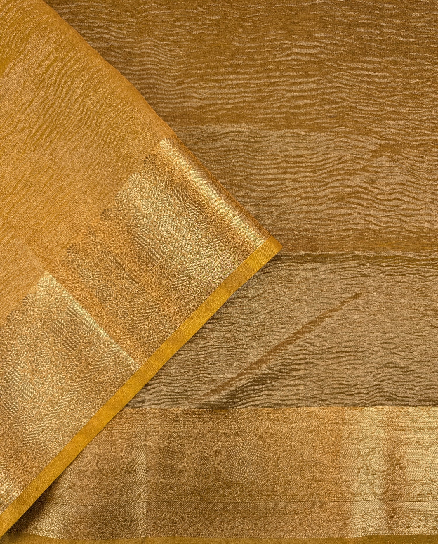 Mustard Tissue Saree with Stitched Blouse
