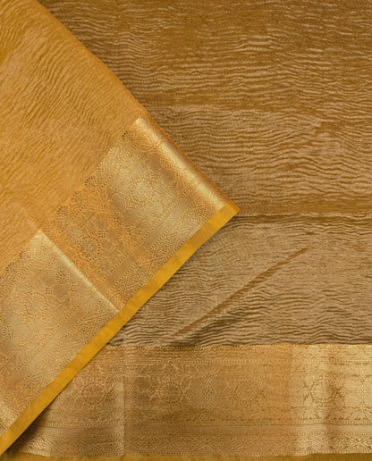 Mustard Tissue Saree with Stitched Blouse