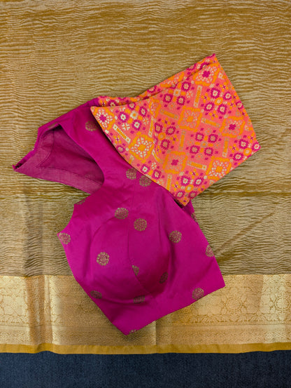 Mustard Tissue Saree with Stitched Blouse