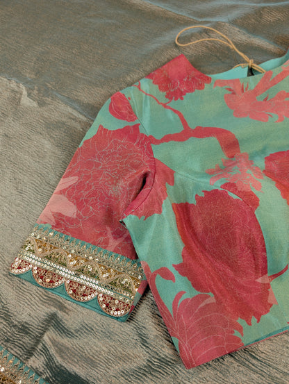 Pure Tissue Silk Saree with a Stitched Blouse - Soft Pastel Green