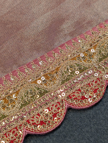 Pure Tissue Silk Saree with a Stitched Blouse - Soft Rose Pink