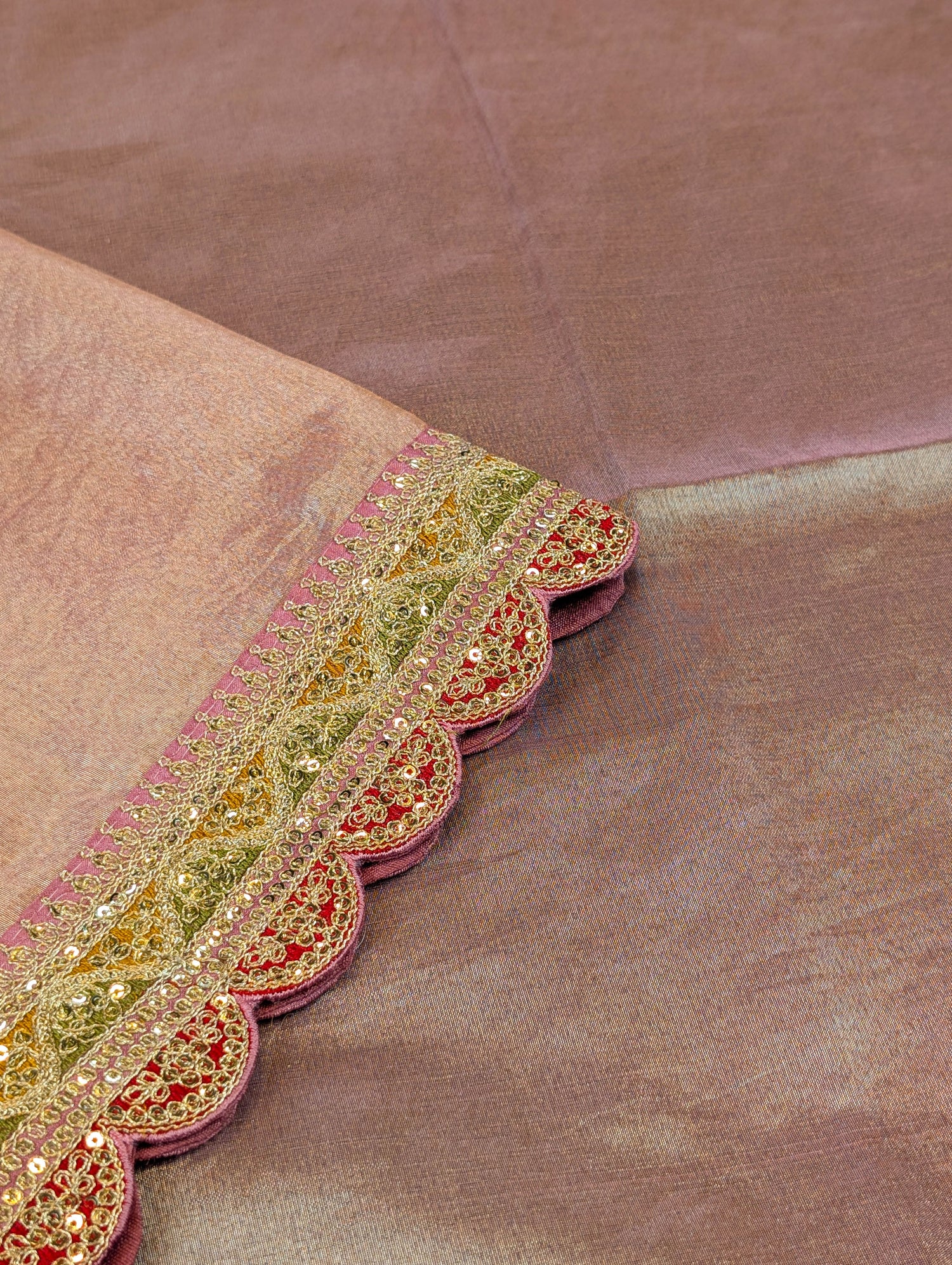 Pure Tissue Silk Saree with a Stitched Blouse - Soft Rose Pink