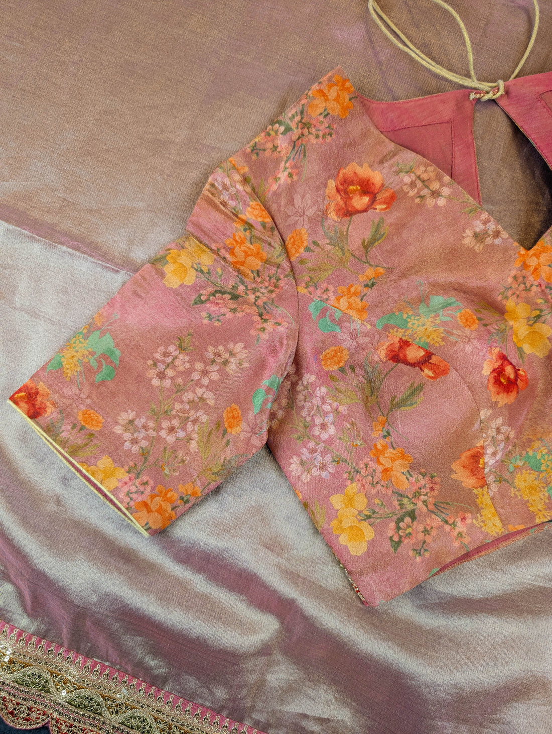 Pure Tissue Silk Saree with a Stitched Blouse - Soft Rose Pink