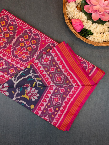 Handloom Patola Pure Silk Saree X Deep Indigo Purple
