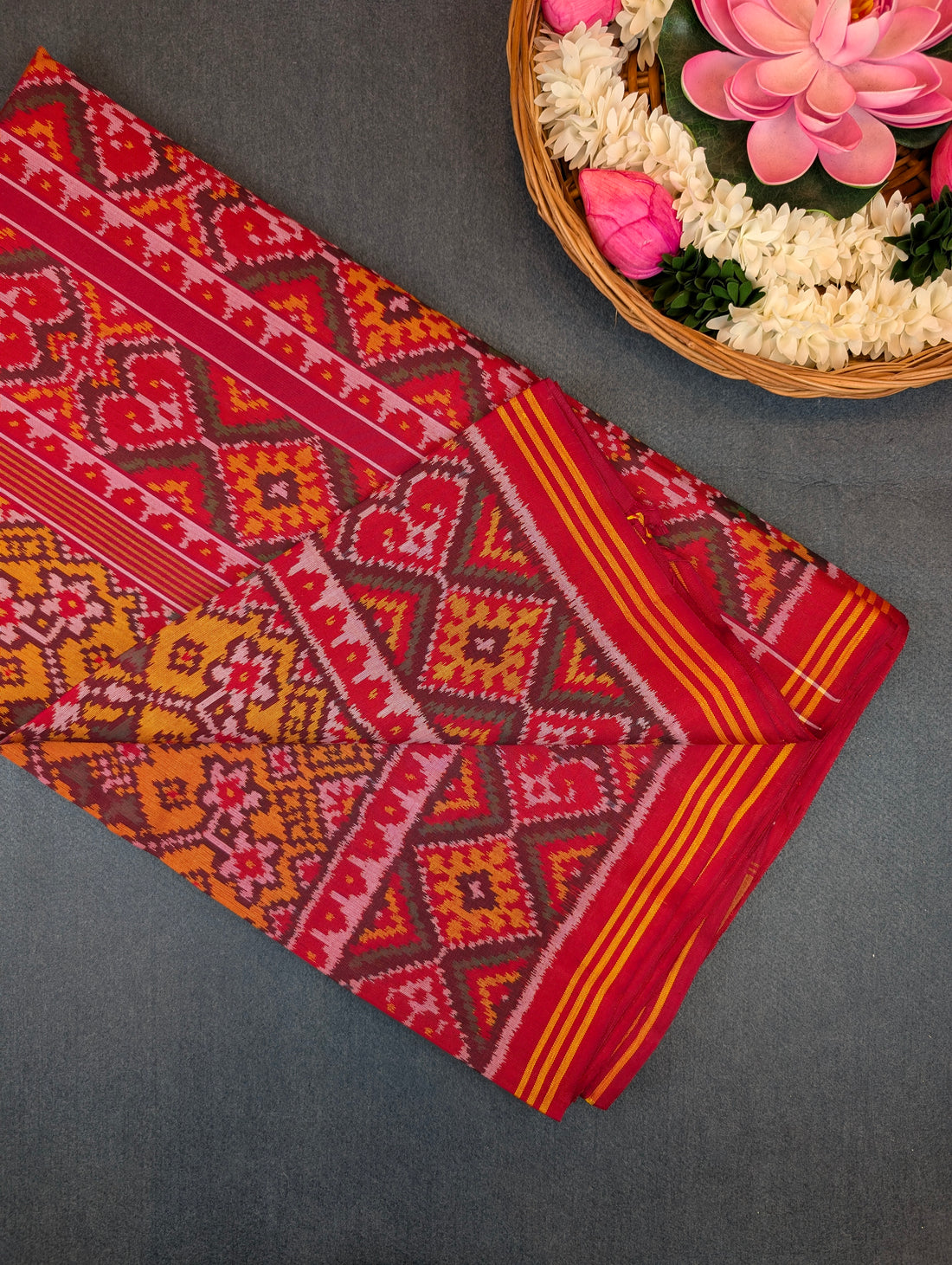 Handloom Patola Pure Silk Saree X Golden Mustard Yellow
