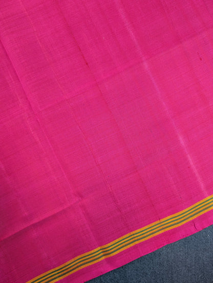 Handloom Patola Pure Silk Saree X Royal Blue base with Rani Pink Border