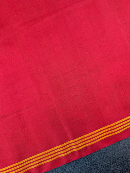 Handloom Patola Pure Silk Saree X Bright Vermilion Red