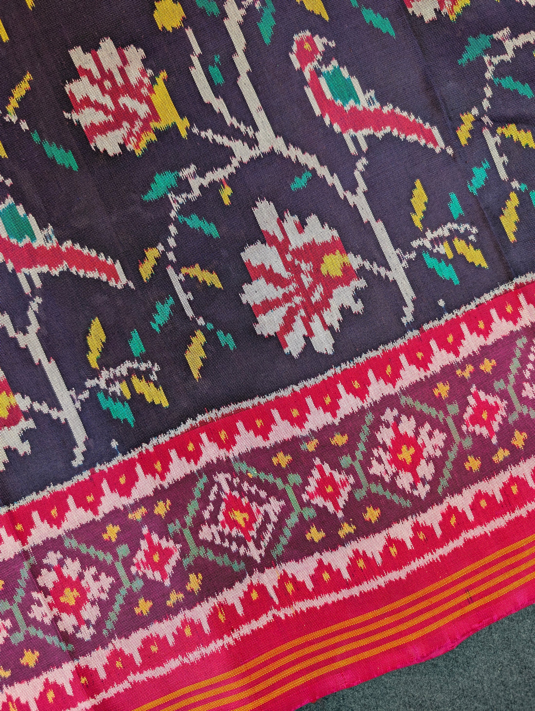 Handloom Patola Pure Silk Saree X Deep Indigo Purple