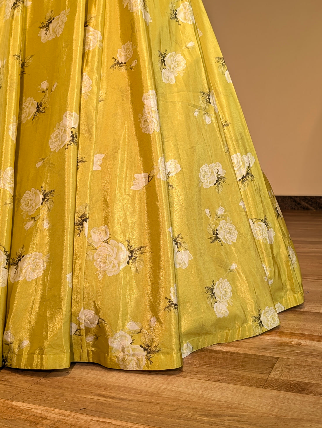 Sunny Yellow Floral Lehenga with Embellished White Blouse