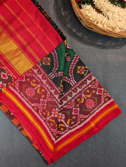 Handloom Tissue Patola Pure Silk Saree X Multicolor