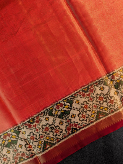 Handloom Tissue Patola Pure Silk Saree X Classic Red