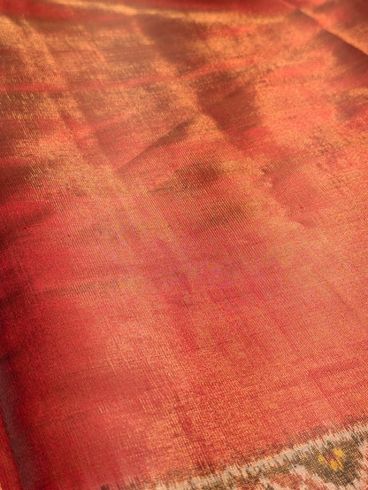 Handloom Tissue Patola Pure Silk Saree X Classic Red