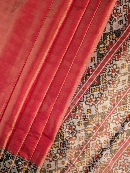 Handloom Tissue Patola Pure Silk Saree X Classic Red