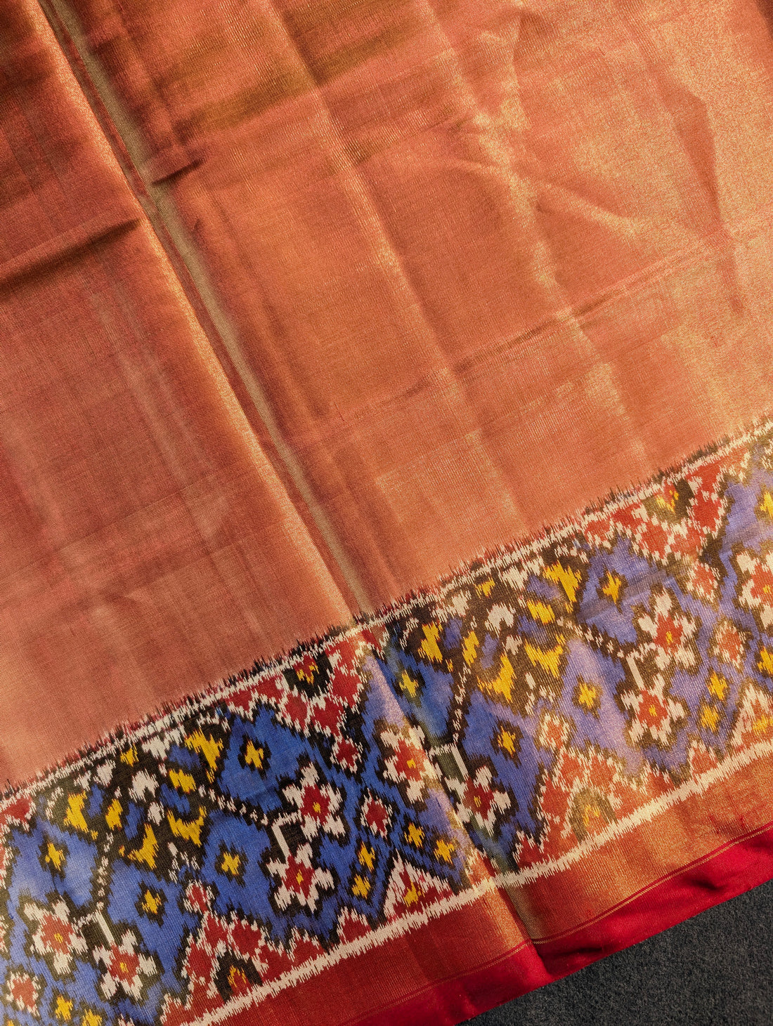Handloom Tissue Patola Pure Silk Saree X Purple Border