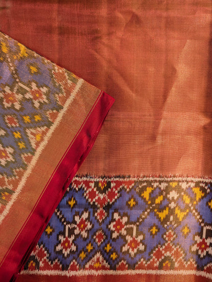 Handloom Tissue Patola Pure Silk Saree X Purple Border