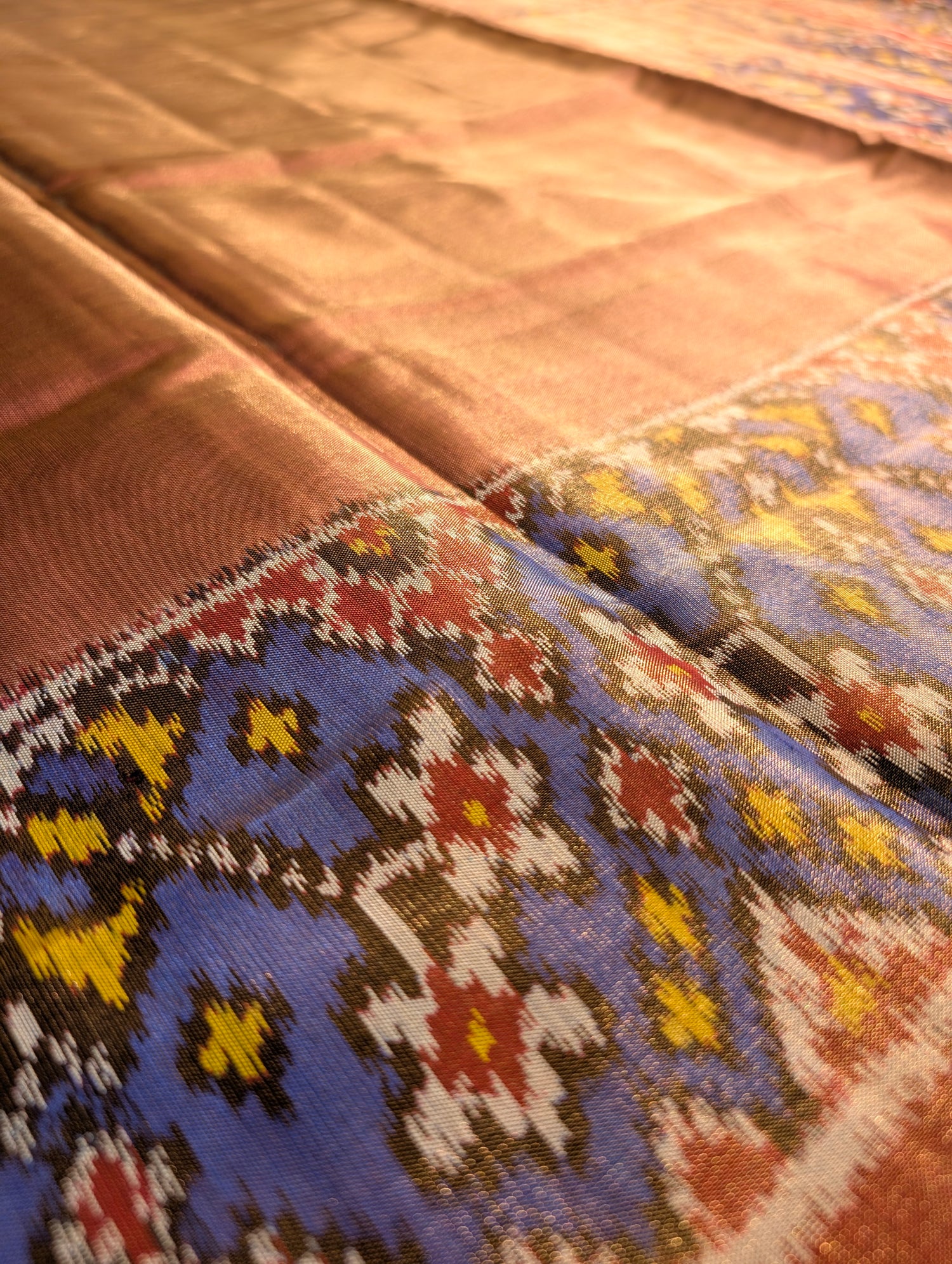 Handloom Tissue Patola Pure Silk Saree X Purple Border