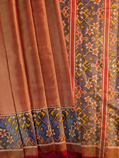 Handloom Tissue Patola Pure Silk Saree X Purple Border