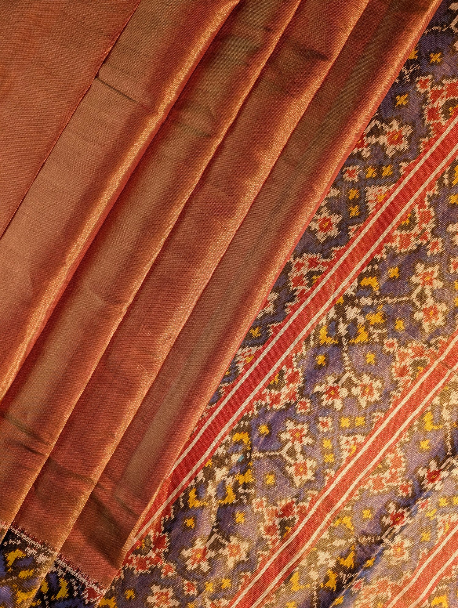 Handloom Tissue Patola Pure Silk Saree X Purple Border
