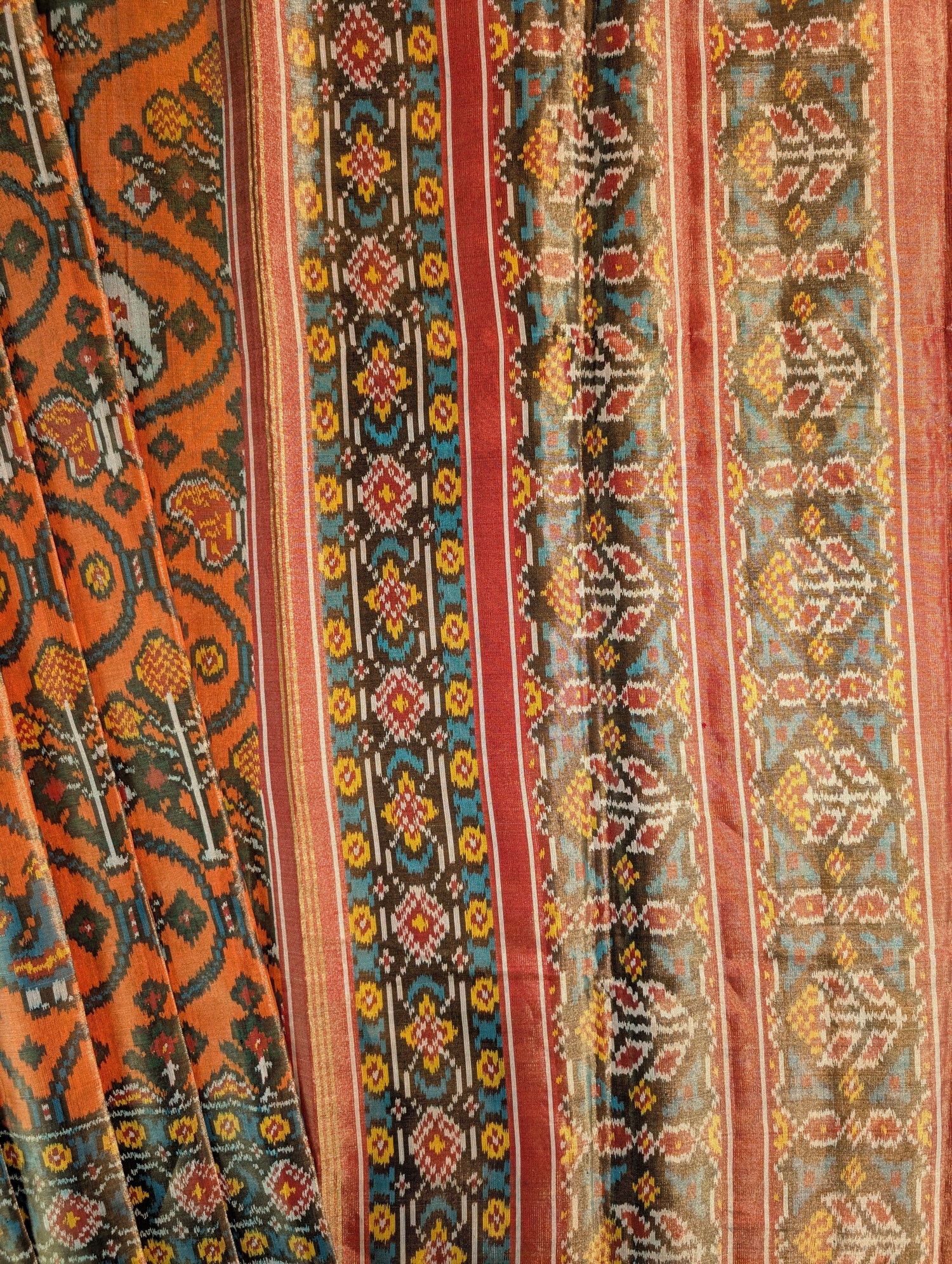 Handloom Tissue Patola Pure Silk Saree X Traditional Orange