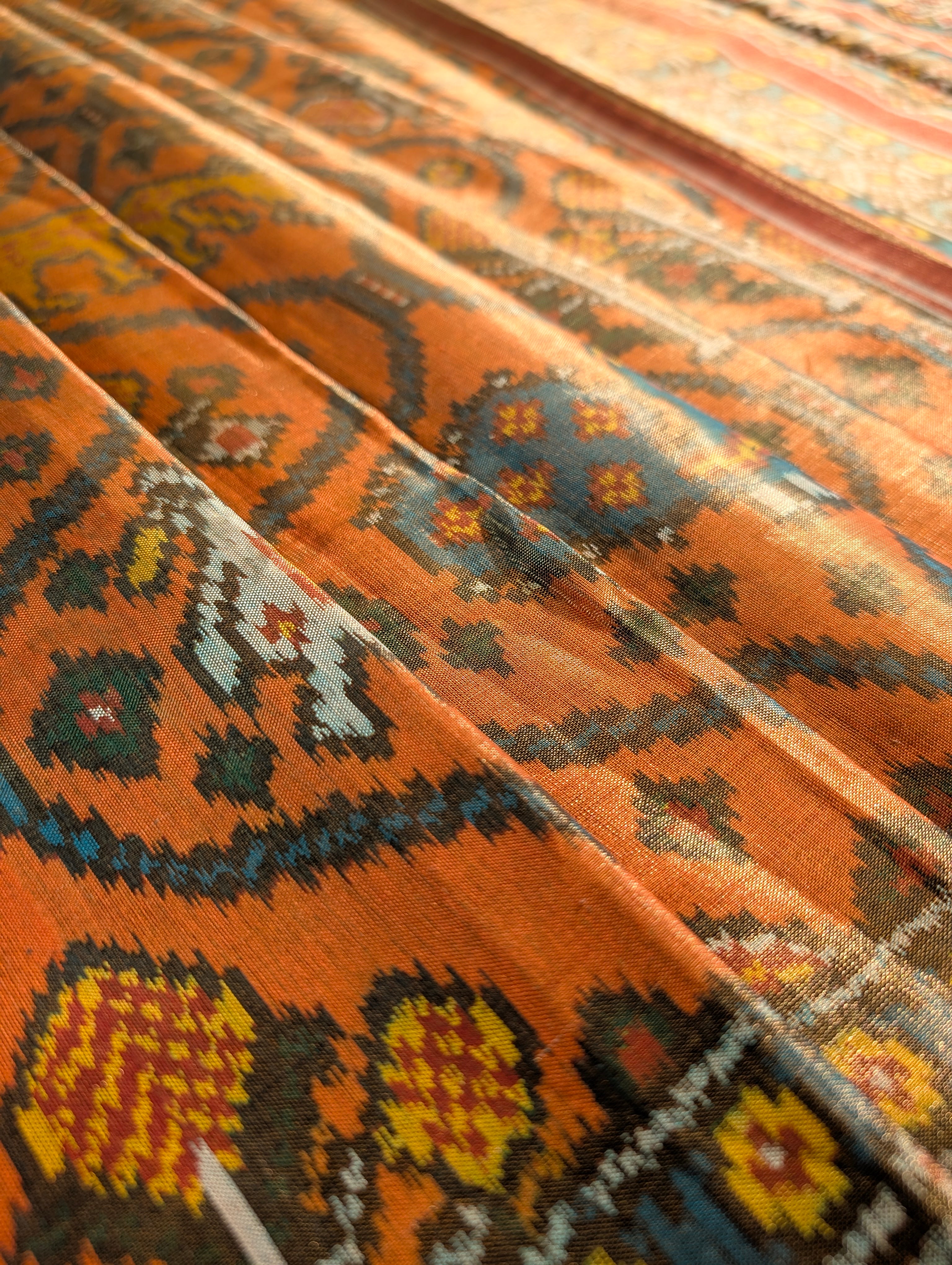 Handloom Tissue Patola Pure Silk Saree X Traditional Orange