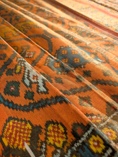 Handloom Tissue Patola Pure Silk Saree X Traditional Orange