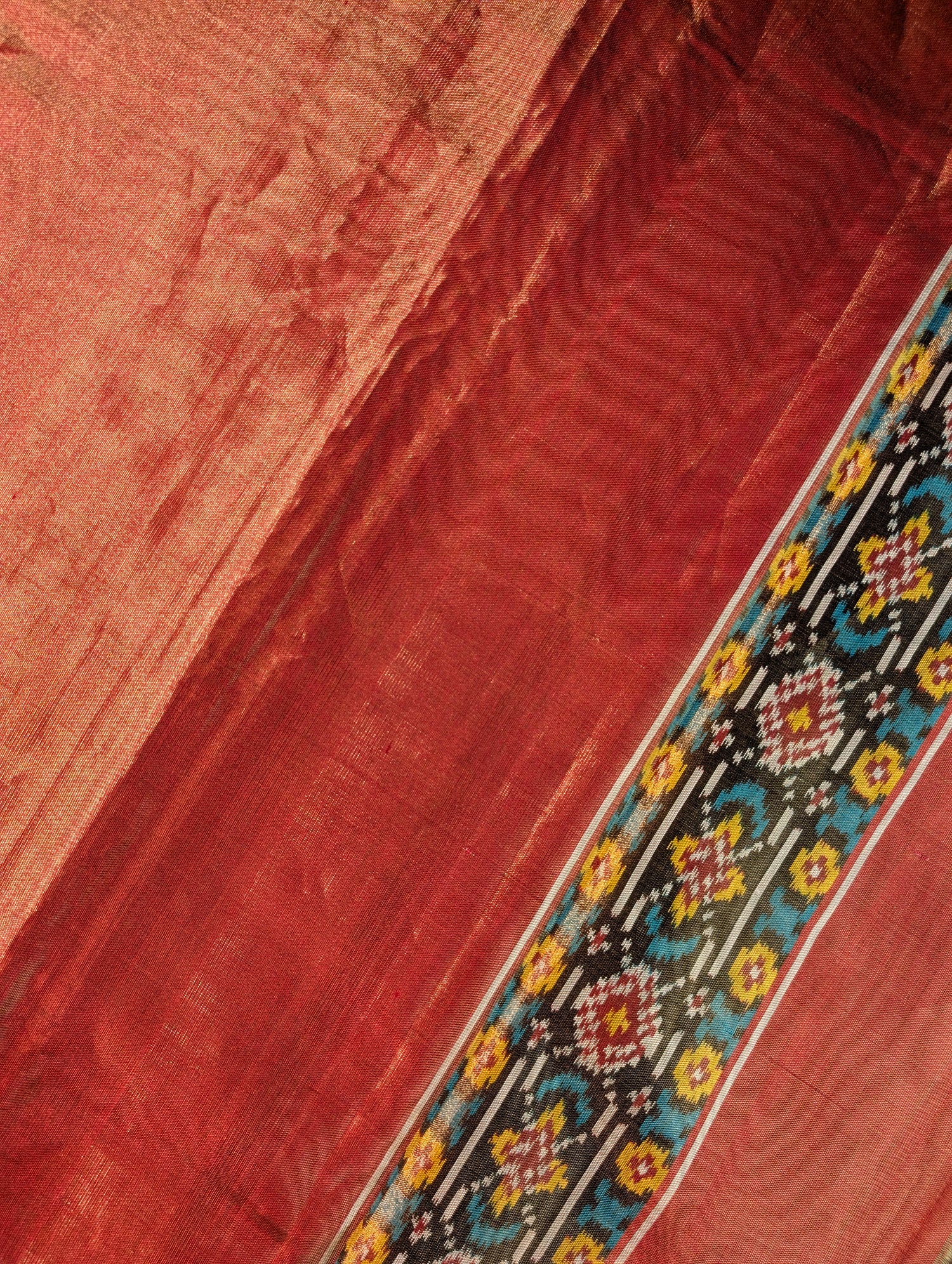 Handloom Tissue Patola Pure Silk Saree X Traditional Orange
