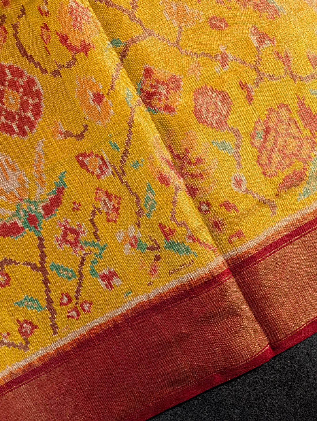 Handloom Tissue Patola Pure Silk Saree X Traditional Yellow