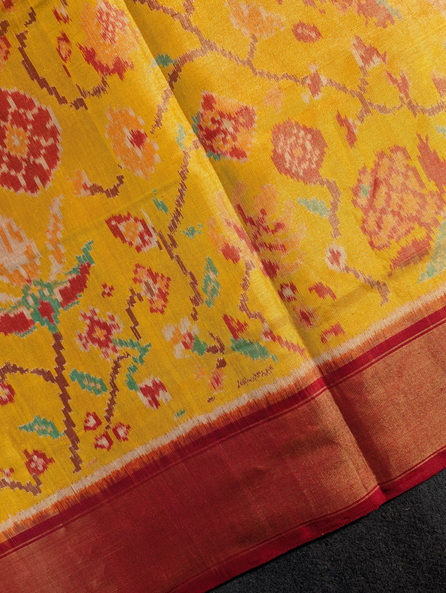 Handloom Tissue Patola Pure Silk Saree X Traditional Yellow