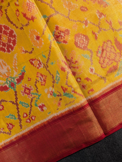 Handloom Tissue Patola Pure Silk Saree X Traditional Yellow