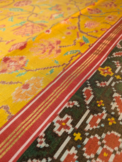 Handloom Tissue Patola Pure Silk Saree X Traditional Yellow