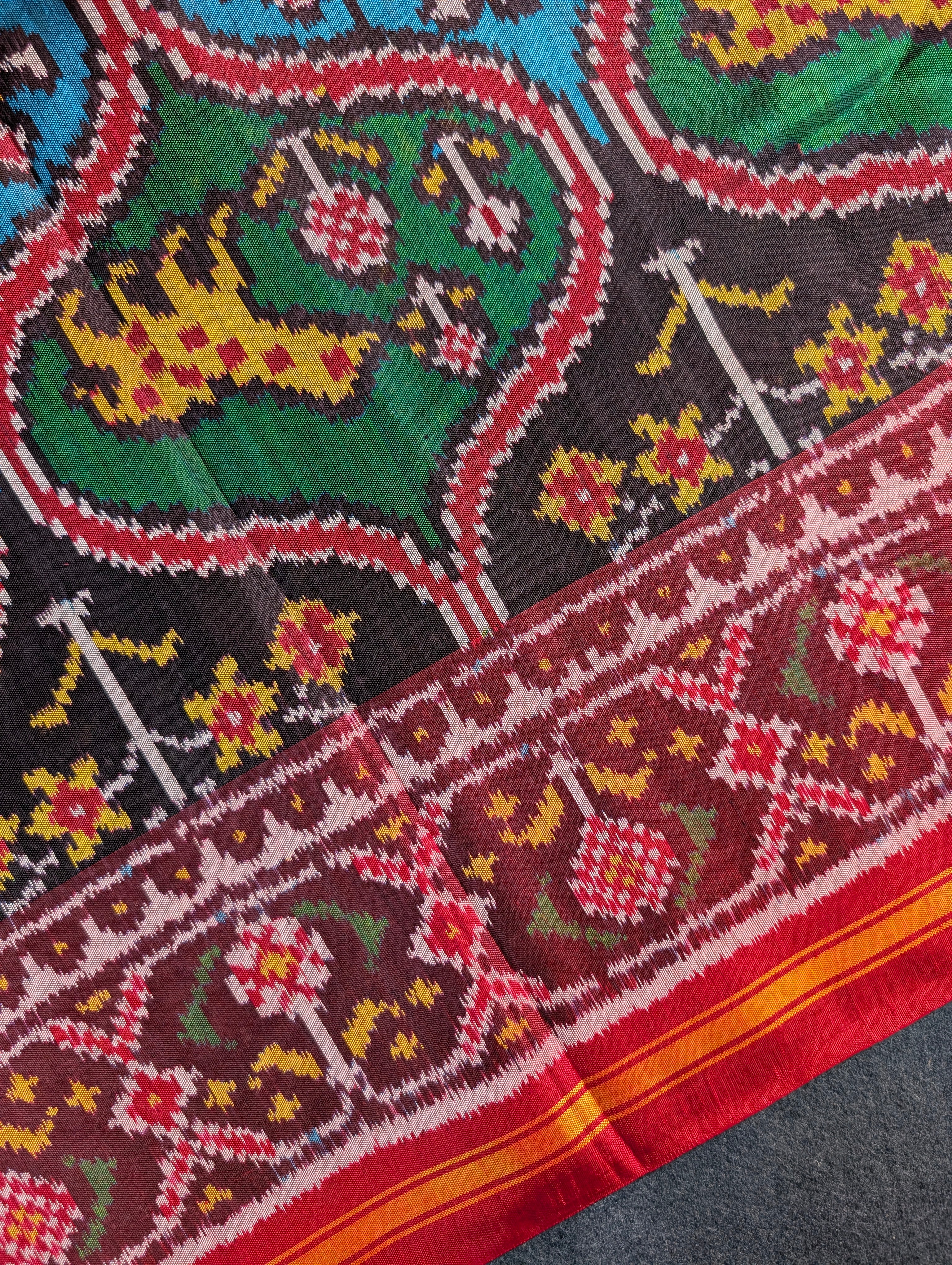 Handloom Tissue Patola Pure Silk Saree X Multicolor