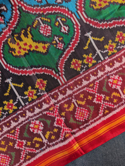 Handloom Tissue Patola Pure Silk Saree X Multicolor