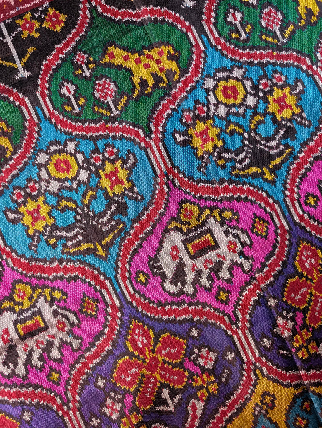Handloom Tissue Patola Pure Silk Saree X Multicolor