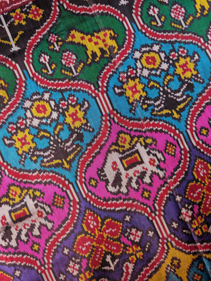 Handloom Tissue Patola Pure Silk Saree X Multicolor