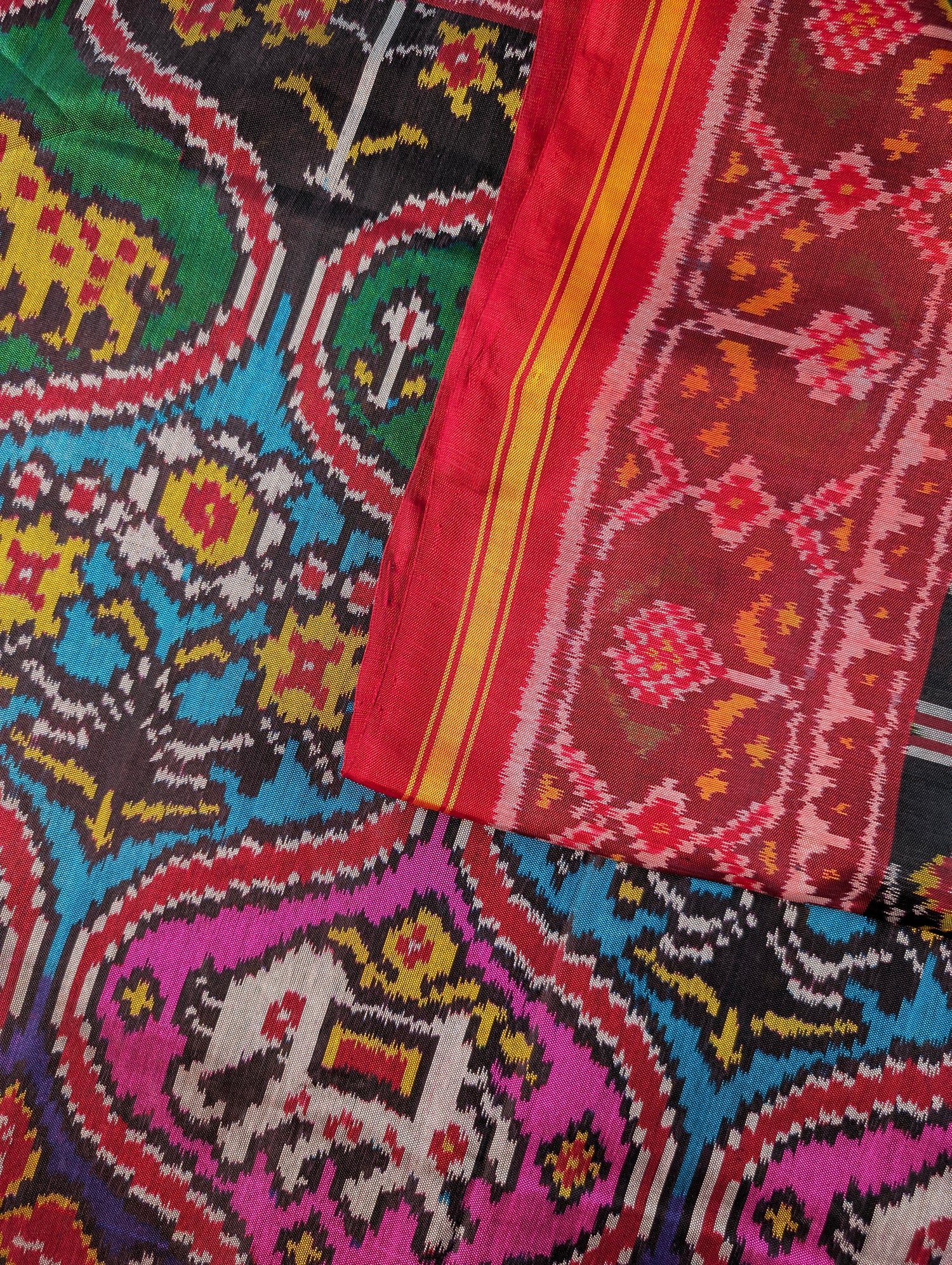 Handloom Tissue Patola Pure Silk Saree X Multicolor