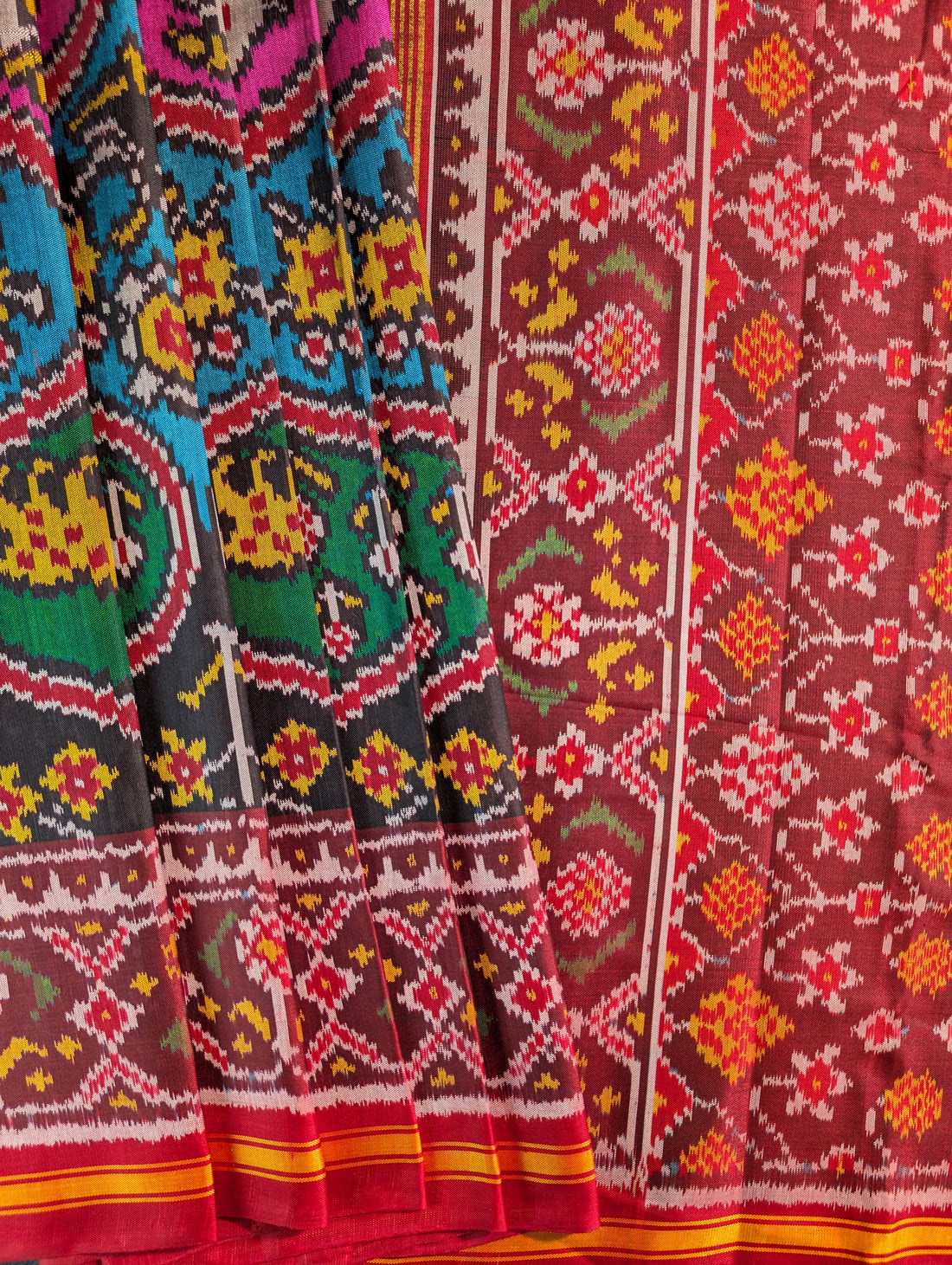 Handloom Tissue Patola Pure Silk Saree X Multicolor