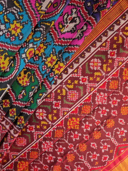Handloom Tissue Patola Pure Silk Saree X Multicolor