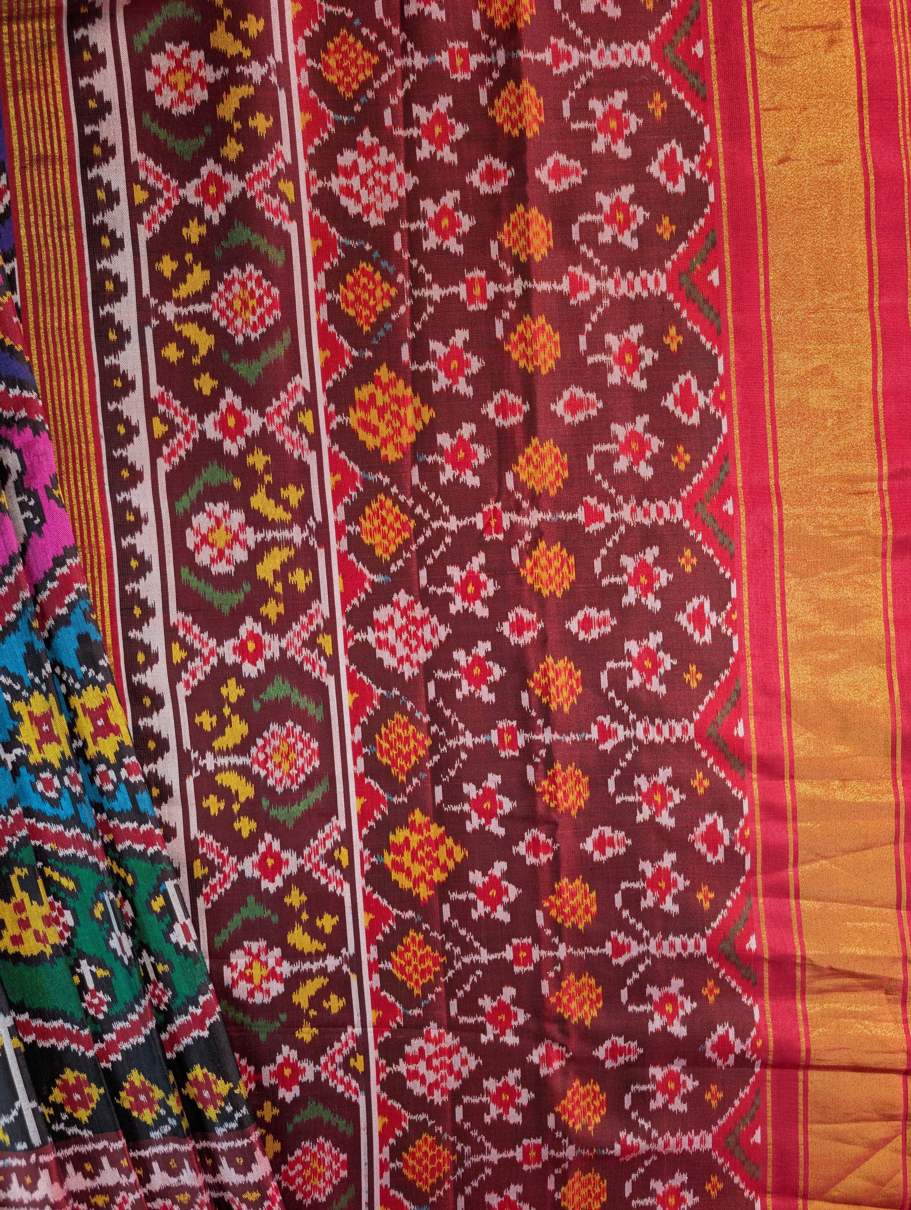 Handloom Tissue Patola Pure Silk Saree X Multicolor