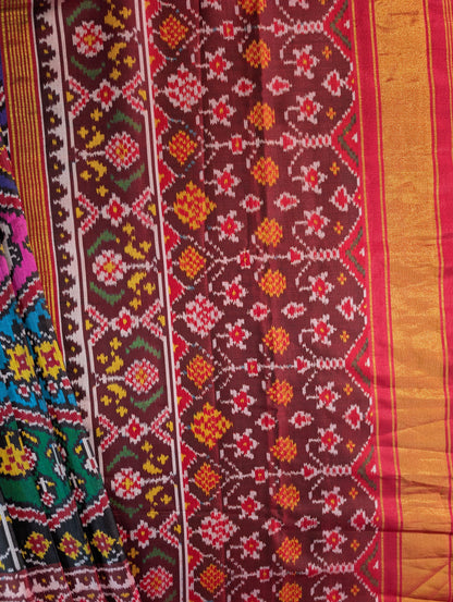 Handloom Tissue Patola Pure Silk Saree X Multicolor