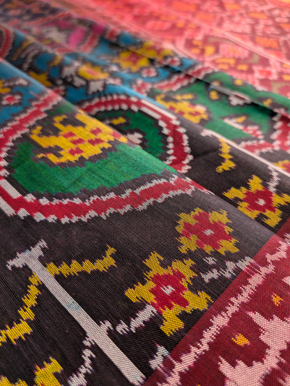 Handloom Tissue Patola Pure Silk Saree X Multicolor