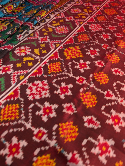 Handloom Tissue Patola Pure Silk Saree X Multicolor