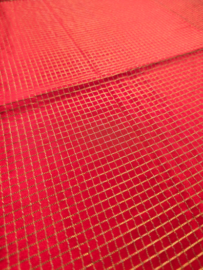 Pure Mysore Silk Crepe X Bandhani - Bright Red