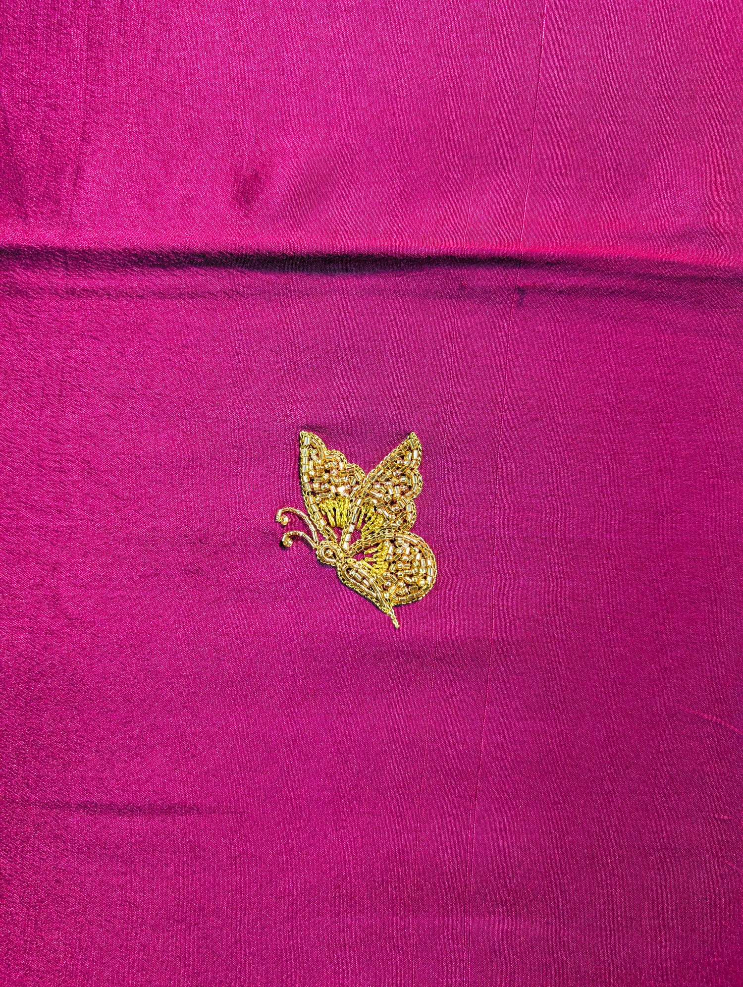 Pure Mysore silk Crepe  X Hand Embroidery - Wine