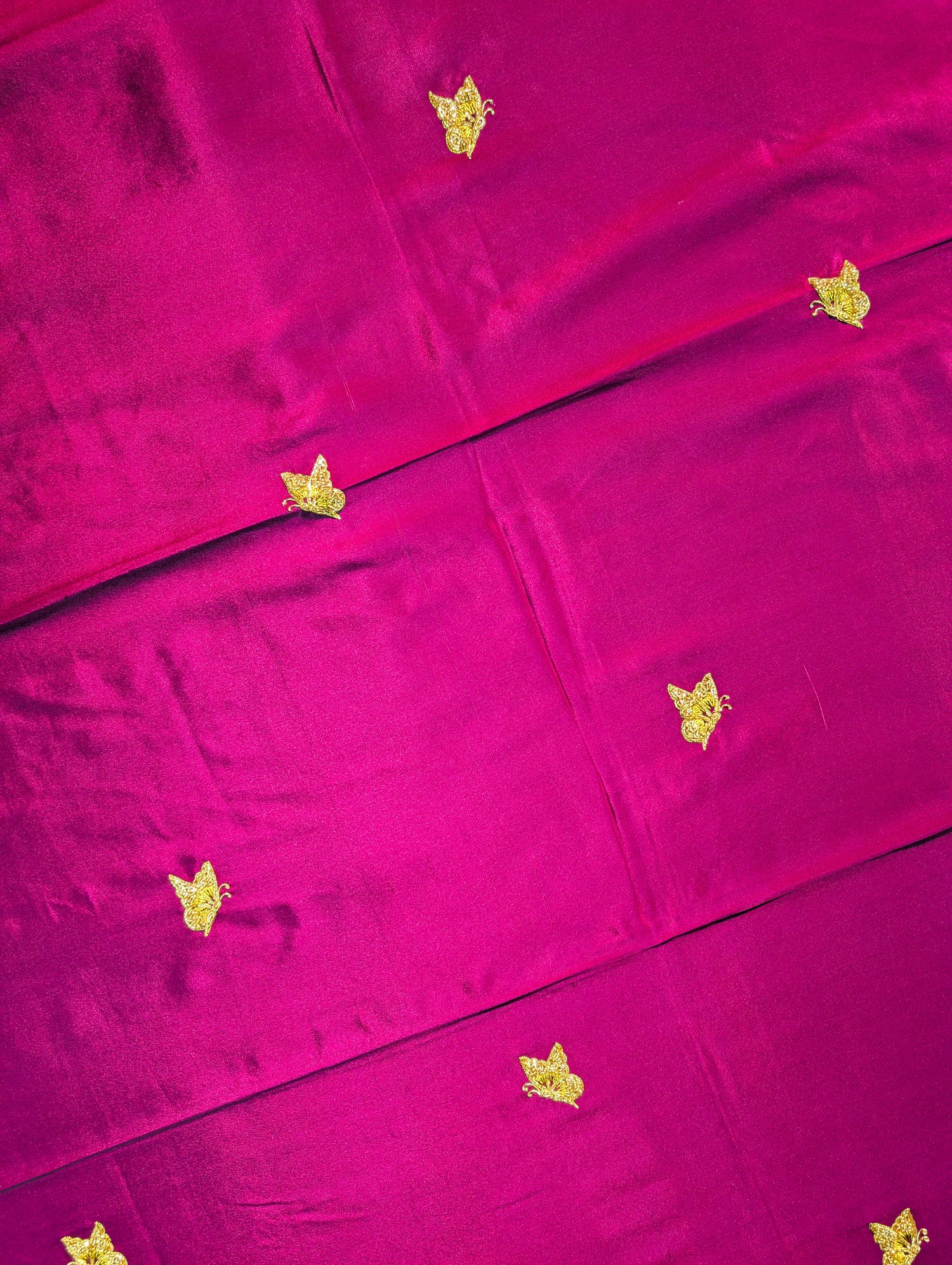 Pure Mysore silk Crepe  X Hand Embroidery - Wine